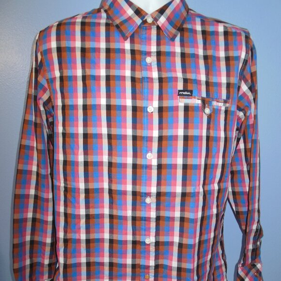 Matix Marc Johnson Signature Blue Pink Brown Check/Plaid Long Sleeve Shirt M NWT - Picture 1 of 9